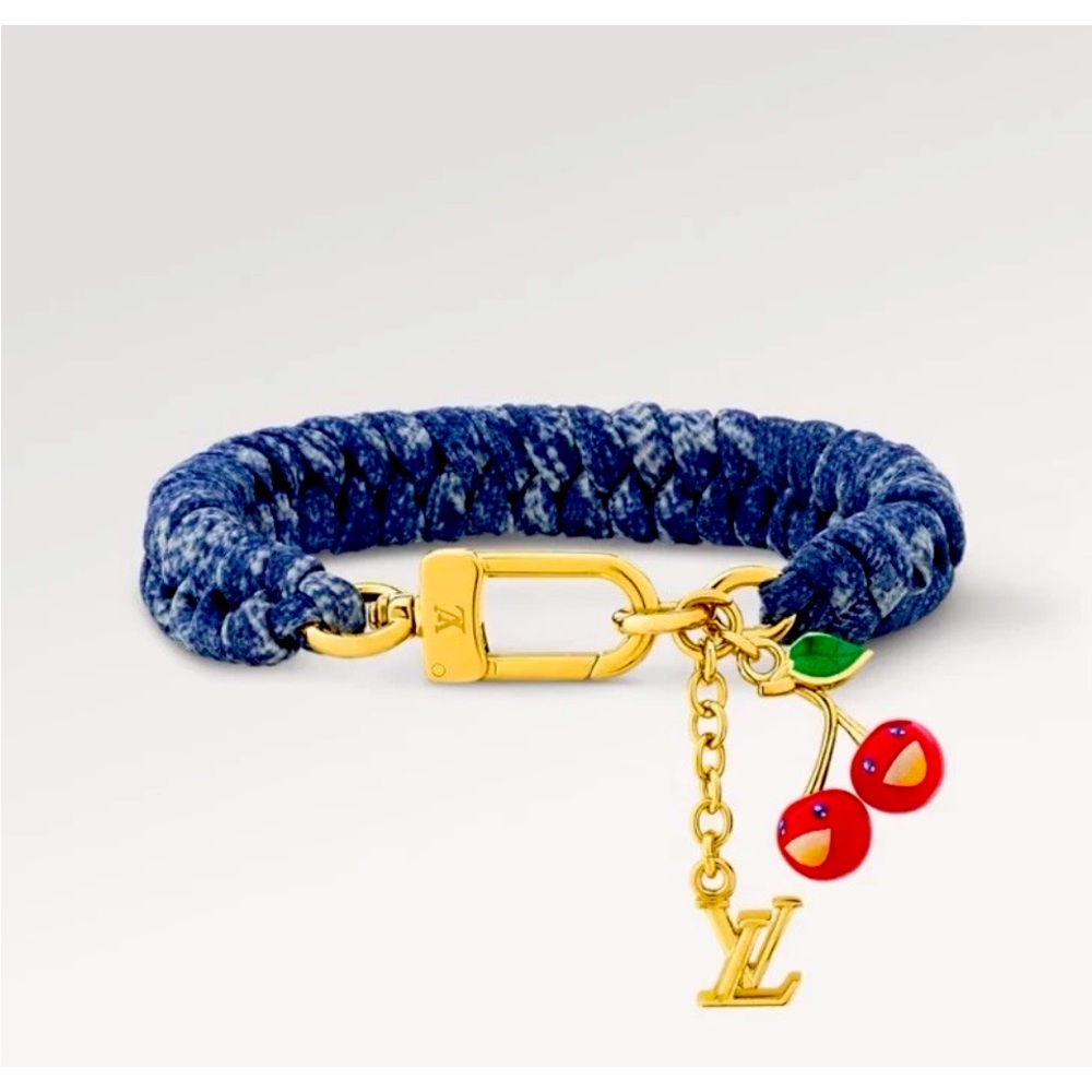 LOUIS VUITTON 🍒 LV x TM Takashi Murakami Tressage Bracelet/Denim Blue / 19 NIB